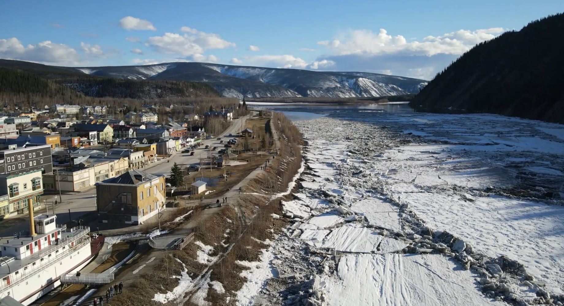 Ice breaking up in Dawson