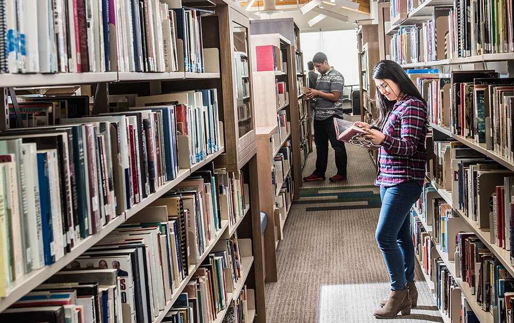 Student in the Library at Ayamdigut Campus, Whitehorse