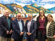 Rich Thompson NVD Board Chair welcomes Dr. Rebecca Major as the first Research Chair in Northern Governance at YukonU along with Pres. Lesley Brown.